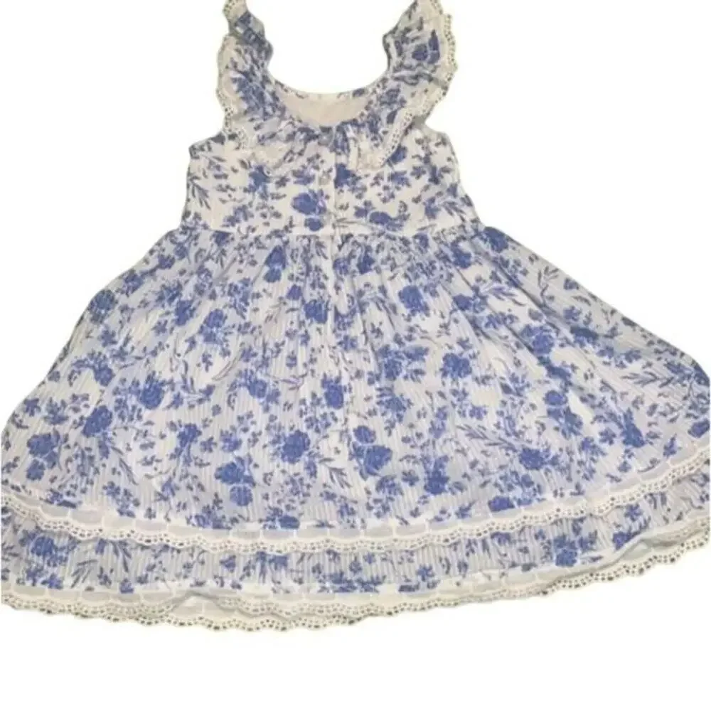 Pippa & Julie Floral Spring Easter Dress Blue White 4T
